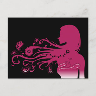 pink paisley postcard