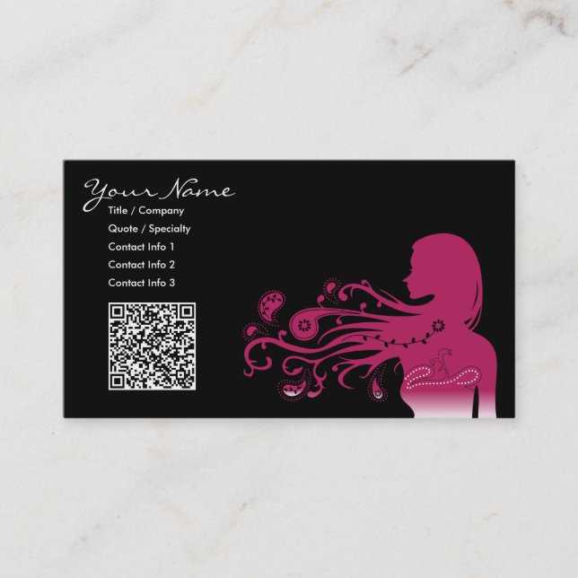 pink paisley :  qr code business card (Front)