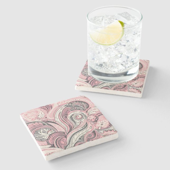 Pink Paisley The Home Studio Coaster (Side)