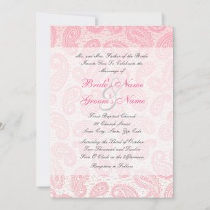 Pink Paisley Wedding Invitation