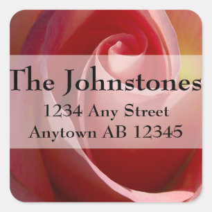 Pink Pale Moon Rose Wedding Return Address Label