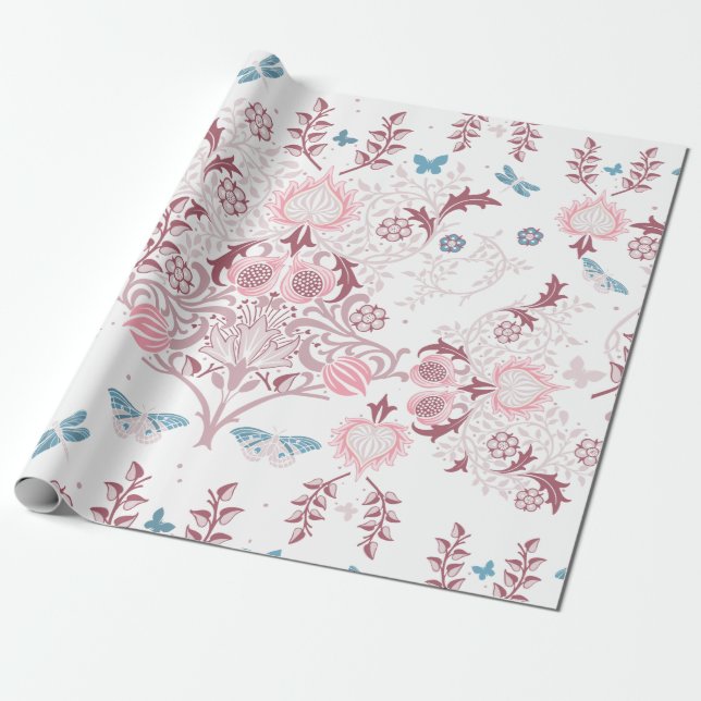 Pink Palette William Morris Design Wrapping Paper (Unrolled)