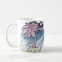 Pink Palm & Blue Bird Mug