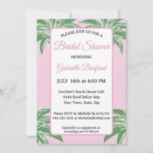 Pink Palm Bridal Shower Invitation   Tropical Palm