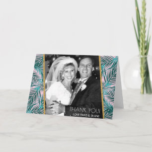 Pink Palm Folded Thank You Card 5x7