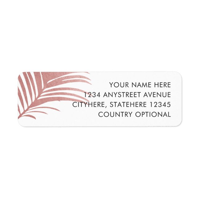 Pink Palm Leaf Beach Return Address (Front)