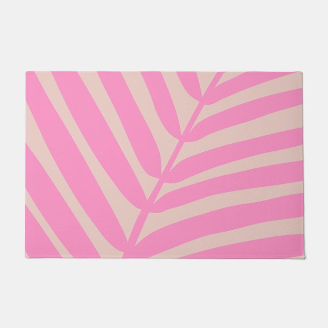 Pink Palm Leaf Doormat (Front)