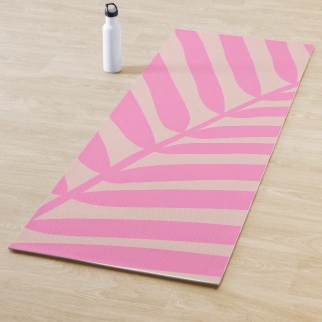 Pink Palm Leaf Yoga Mat (In Situ)
