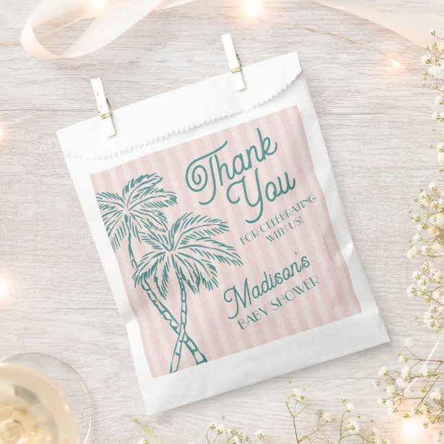 Pink Palm Spring Pastel Beach Baby Shower Cookie Favour Bag (Clipped)