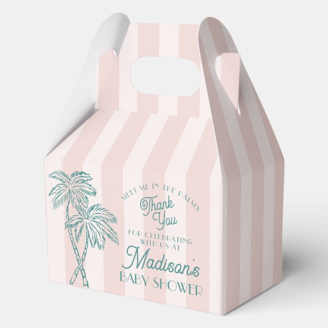 Pink Palm Spring Pastel Beach Baby Shower Favor Box (Front)