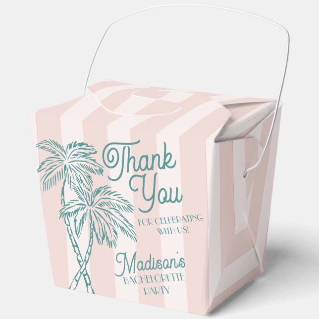 Pink Palm Spring Pastel Beach Bachelorette Party Favor Box (Front)