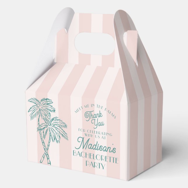 Pink Palm Spring Pastel Beach Bachelorette Party Favor Box (Front)
