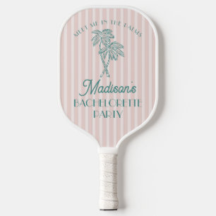 Pink Palm Spring Pastel Beach Bachelorette Party Pickleball Paddle