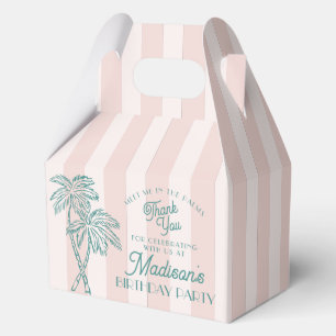 Pink Palm Spring Pastel Beach Birthday Party Favor Box