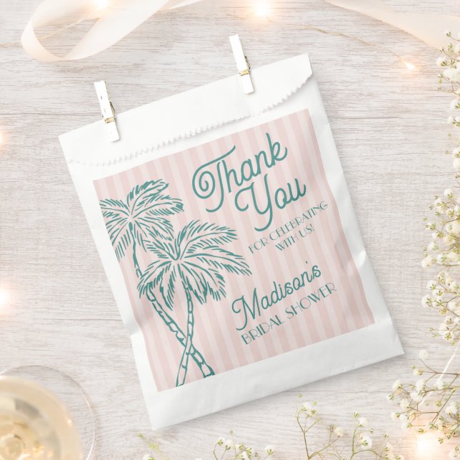 Pink Palm Spring Pastel Beach Bridal Shower Cookie Favour Bag (Clipped)