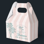 Pink Palm Spring Pastel Beach Bridal Shower Favor Box<br><div class="desc">Meet me in the palms! Our Palm Springs Party Collection is a dreamy blend of vintage beach cabana charm and pastel perfection. Featuring soft stripes, breezy palm trees, and a touch of retro glam, this collection brings the magic of a sun-soaked getaway to your celebration. Whether you're hosting a bachelorette...</div>