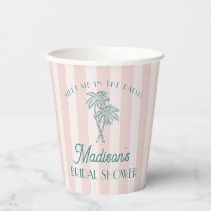 Pink Palm Spring Pastel Beach Bridal Shower Paper Cups