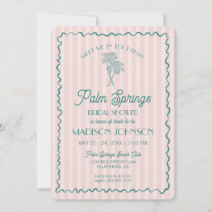Pink Palm Springs Pastel Beach Bridal Shower Invitation