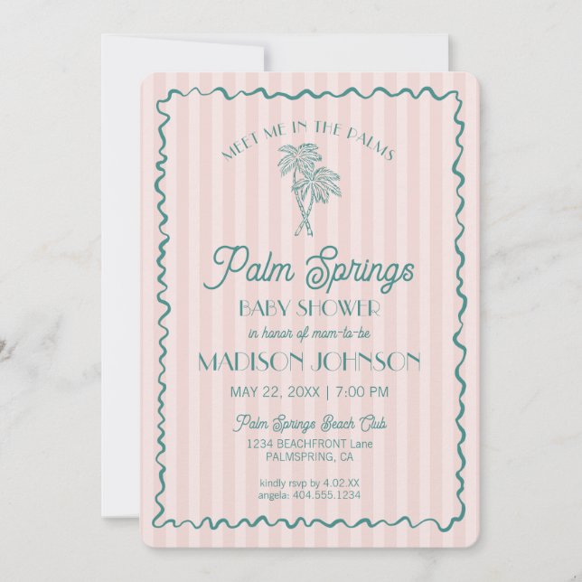 Pink Palm Springs Pastel Beach Cabana Baby Shower Invitation (Front)