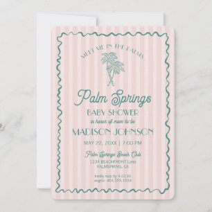 Pink Palm Springs Pastel Beach Cabana Baby Shower Invitation