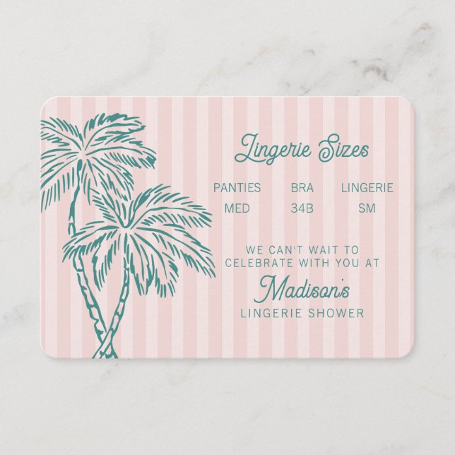 Pink Palm Springs Pastel Beach Lingerie Insert (Front)