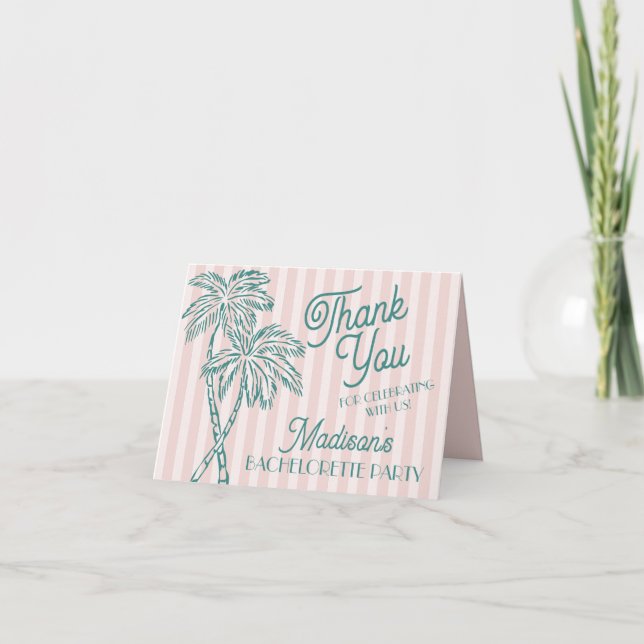 Pink Palm Springs Pastel Beach Merci Cartes (Devant)