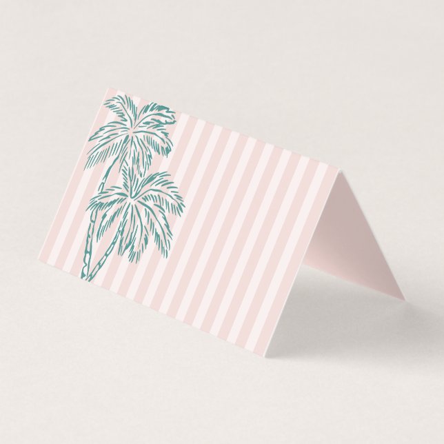 Pink Palm Springs Pastel Beach Party Place Cards (Front)