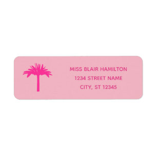 Pink Palm Tree Address Labels