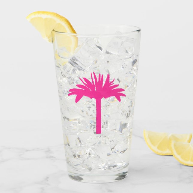 Pink Palm Tree Glass (Front Ice)