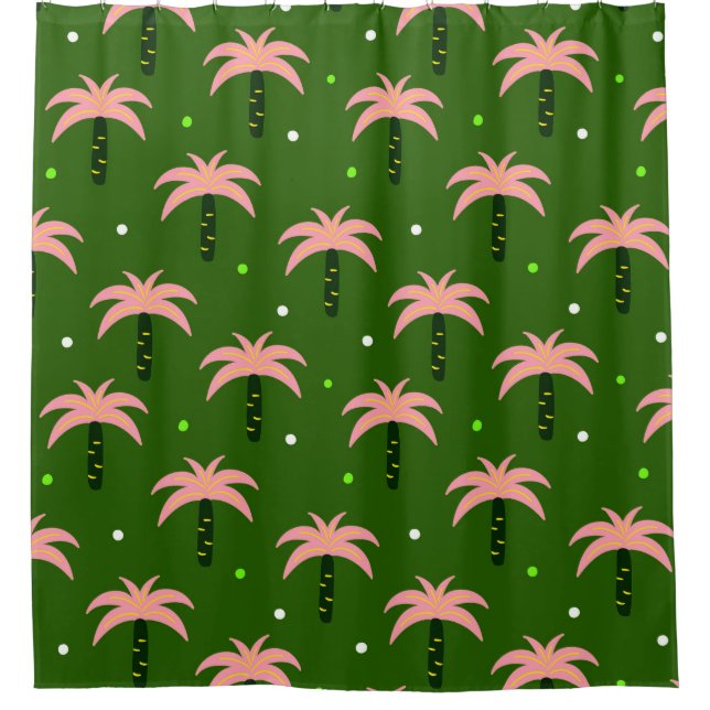 Pink Palm Tree Shower Curtain (Front)