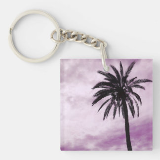 Pink palm tree tropical photo key ring