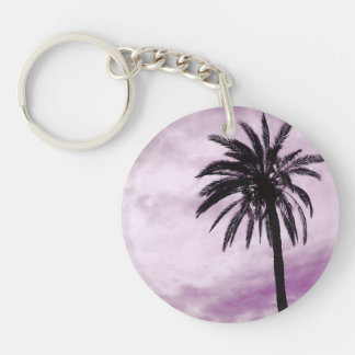 Pink palm tree tropical photo key ring