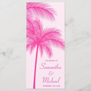 Pink Palm Tree Tropical Wedding Program