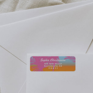 Pink Palm Trees Adresse de retour Label