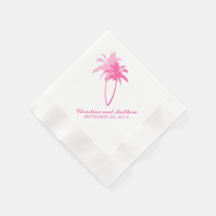 Pink Palm Trees Beach Wedding Napkin