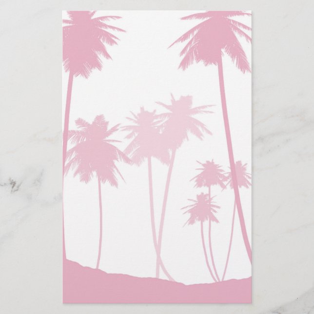 Pink Palm Trees Tropical Wedding Stationery (Front)