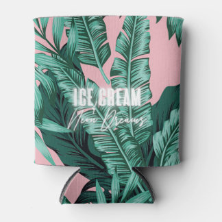 Pink Palm Tropical Can Cooler