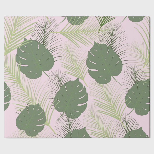 Pink Palm Wrapping Paper (Seam)