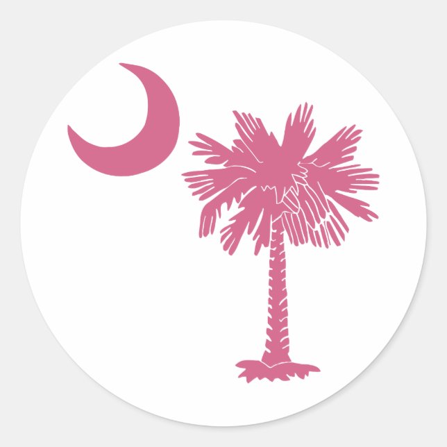 Pink Palmetto Moon Classic Round Sticker (Front)