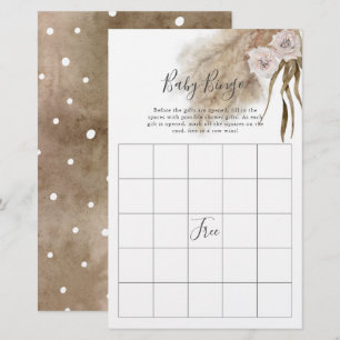 Pink Pampas Grass Baby Shower Bingo Game