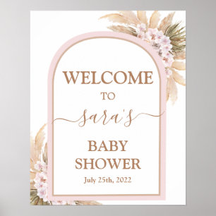 Pink Pampas Grass Baby Shower Girl Welcome sign
