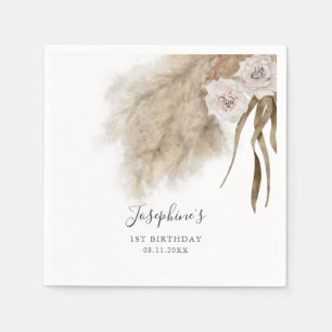 Pink Pampas Grass Birthday Party Napkins