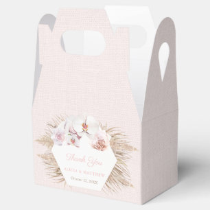 Pink Pampas Grass Dried Palm Leaves Wedding Shower Favor Box