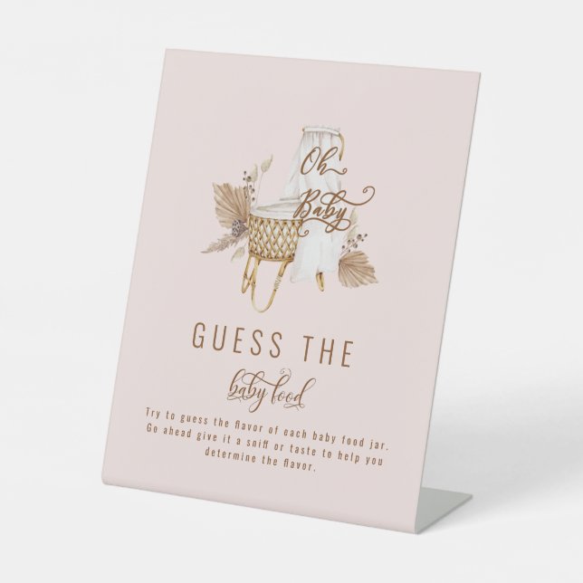 Pink Pampas Grass Guess the Baby Food Sign II (Front)