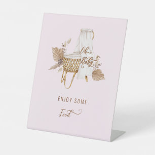 Pink Pampas Grass Oh Baby Food II Pedestal Sign