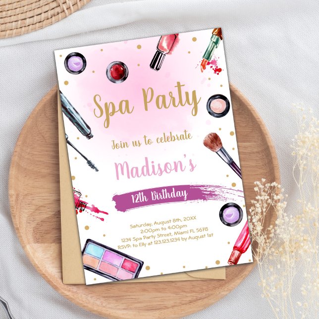 Pink Pamper Party Theme for Girls Invitation (Spa Birthday Invitations)