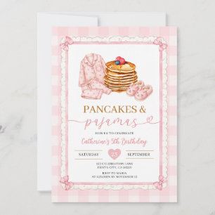 Pink Pancake and Pyjamas Birthday Invitation