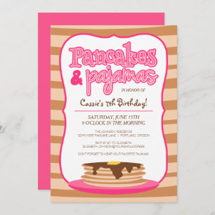 Pink Pancakes and Pyjamas Birthday Invitation