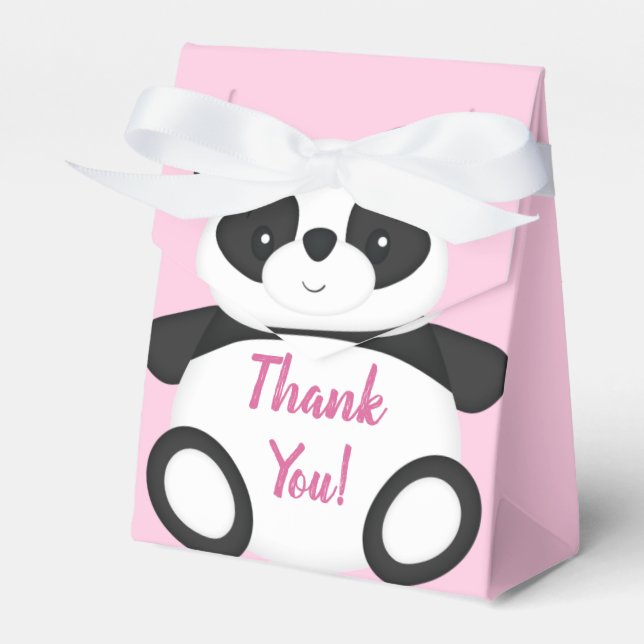 Pink Panda Bear Baby Shower Favor Box (Front Side)