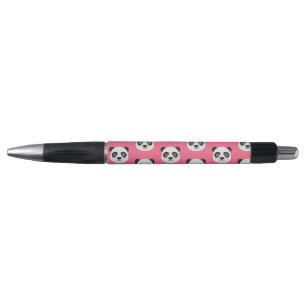 Pink Panda Face Black and White Pen